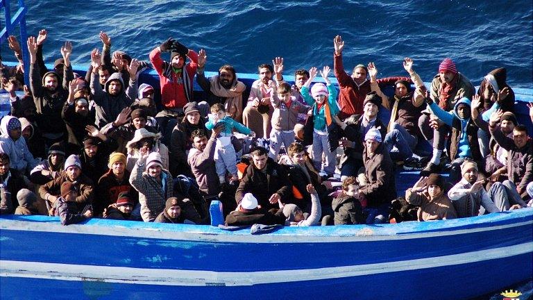 Migrants arrive off Lampedusa. 22 Jan 2014