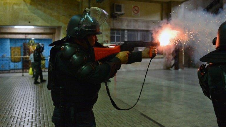 Riot police at Rio's Central Station