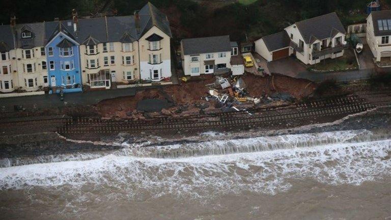 Damage to the line at Dawlish