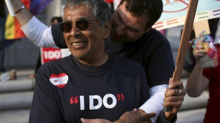 Same-sex couple at a protest in California (March 2013)