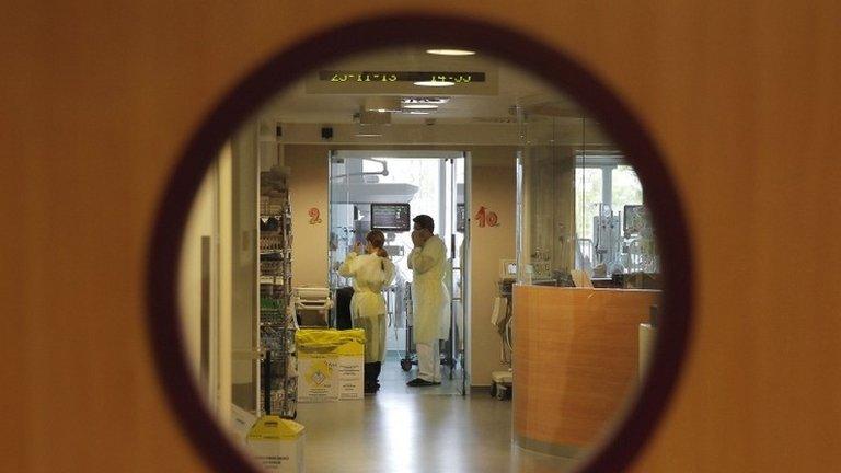 Doctors visit a patient at the intensive care unit of the Queen Fabiola Children's Hospital in Brussels (file image)