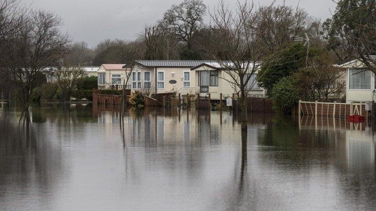 Flooded caravan park in Hurley, Berkshire