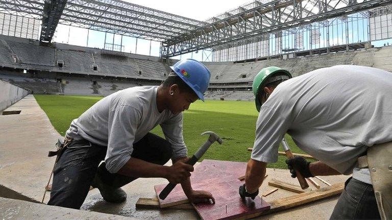 Work continues in the Arena da Baixada stadium in Curitiba