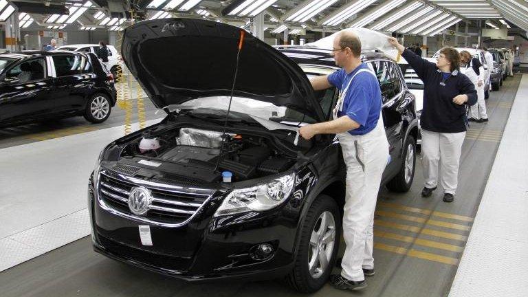 Production line in the Volkswagen plant in Wolfsburg