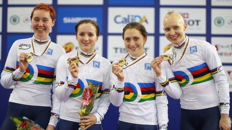 Katie Archibald, Elinor Barker, Laura Trott and Joanna Rowsell