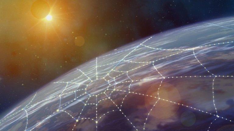 Conceptual artwork representing internet communications