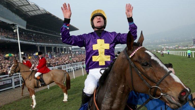 Davy Russell celebrates victory on Lord Windermere before stewards inquiry is called