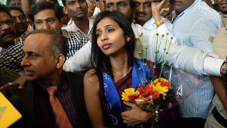 Devyani Khobragade arrives in Mumbai. 14 Jan 2014