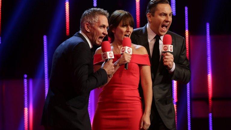 Sport Relief presenters (l-r) Gary Lineker, Davina McCall and David Walliams