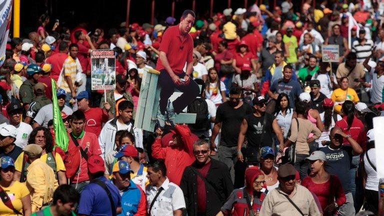 Pro-government supporters in Caracas, Venezuela