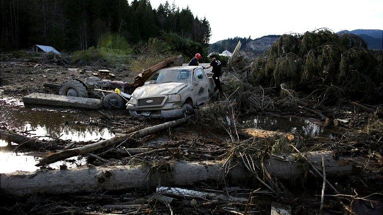 Scene of mudslide. 24 March 2014