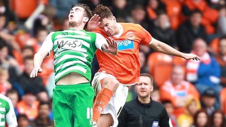 Blackpool against Yeovil at Bloomfield Road