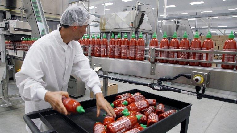 Sriracha chili sauce is produced at the Huy Fong Foods factory in Irwindale, California, on 29 October 2013