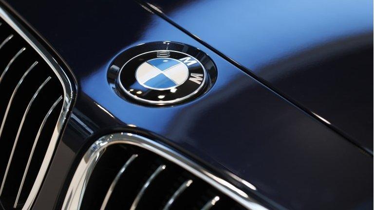 BMW logo is pictured before news conference of German premium automaker BMW in Munich 19/03/14