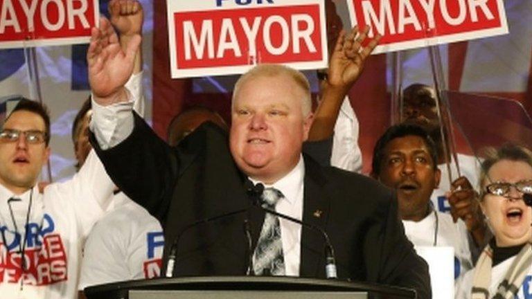 Toronto Mayor Rob Ford campaigned in Toronto on 17 April 2014