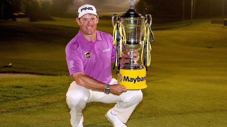 Lee Westwood with the Malaysian Open trophy