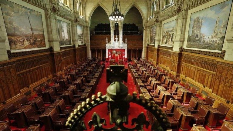 A view shows the Senate Chamber on Parliament Hill in Ottawa 24 April 2014