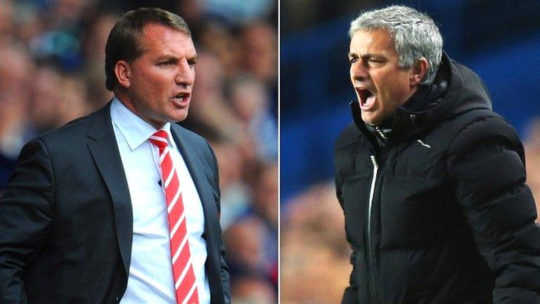 Liverpool manager Brendan Rodgers and Chelsea boss Jose Mourinho