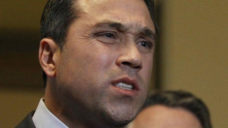 US Representative Michael Grimm talks to the media after a meeting at the US Capitol in Washington 2 January 2013