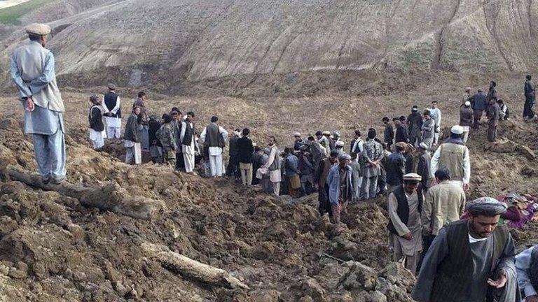 Scene of huge mudslide in Badakhshan, Afghanistan, 2 May 2014