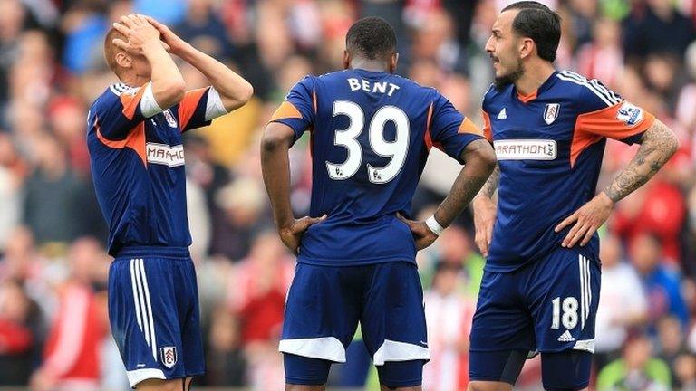 Fulham's Steve Sidwell, Darren Bent and Konstantinos Mitroglou (left to right)