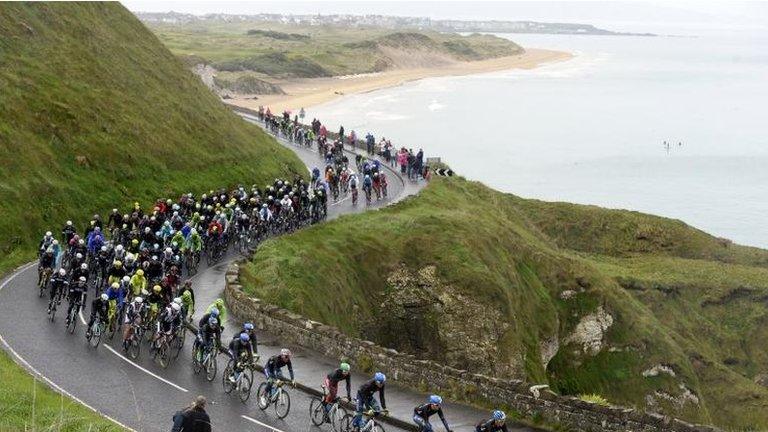 Cyclists on NI north coast