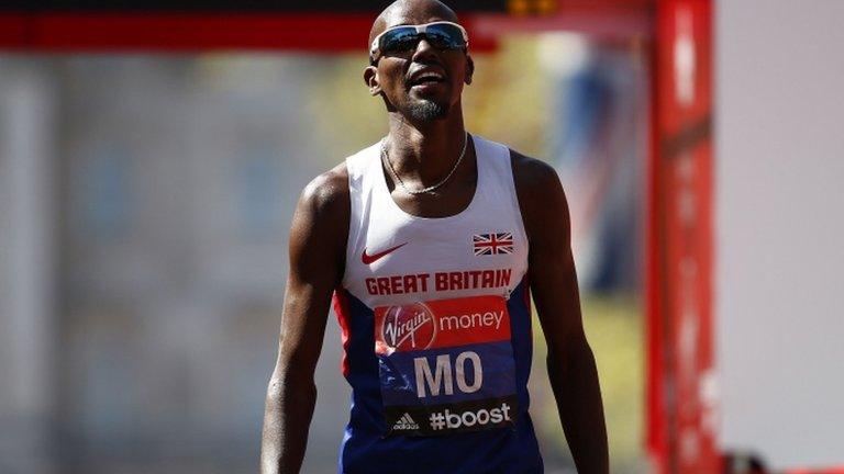 Mo Farah running in the London Marathon