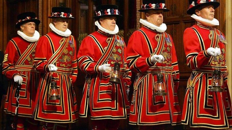 Beefeaters at a state opening of parliament