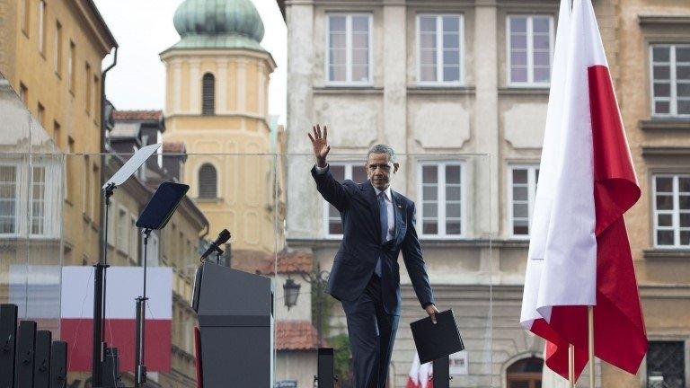 President Obama after speech in Warsaw - 4 June