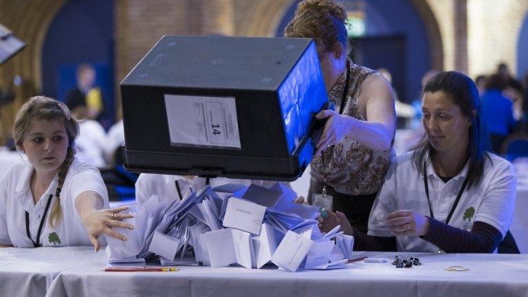 Counting ballot papers in the Newark by-election