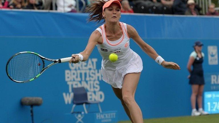 Agnieszka Radwanska of Poland returns against Russian Anastasia Pavlyuchenkova