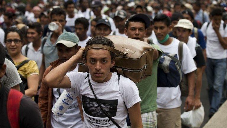 Central American migrants in Mexico City calling for free passage for illegal migrants transiting Mexico. 23/04/2014