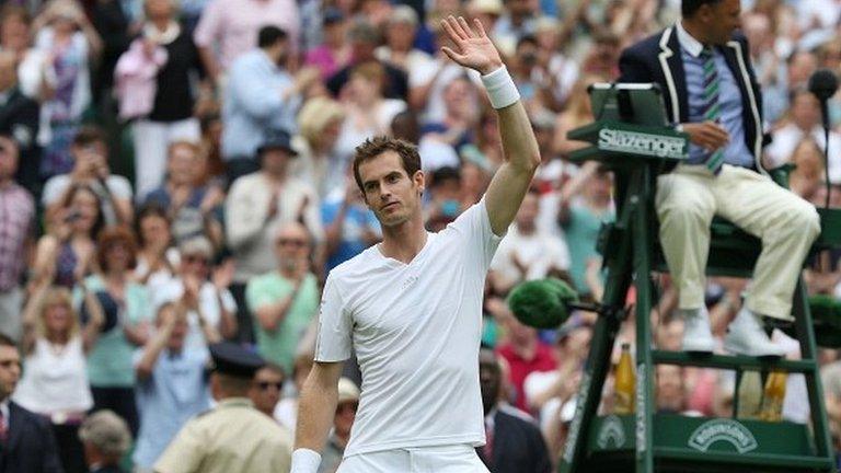 Andy Murray on Centre Court at Wimbledon