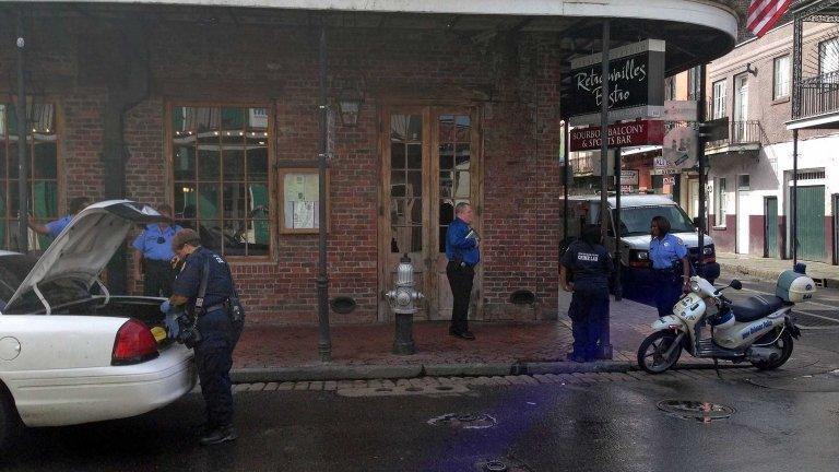 Authorities worked the scene along Bourbon Street in New Orleans, Louisiana, on 29 June 2014