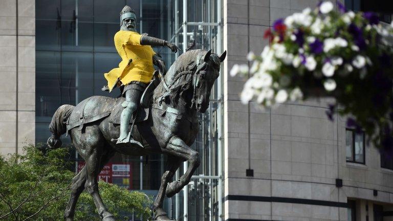 Black Prince in yellow jumper