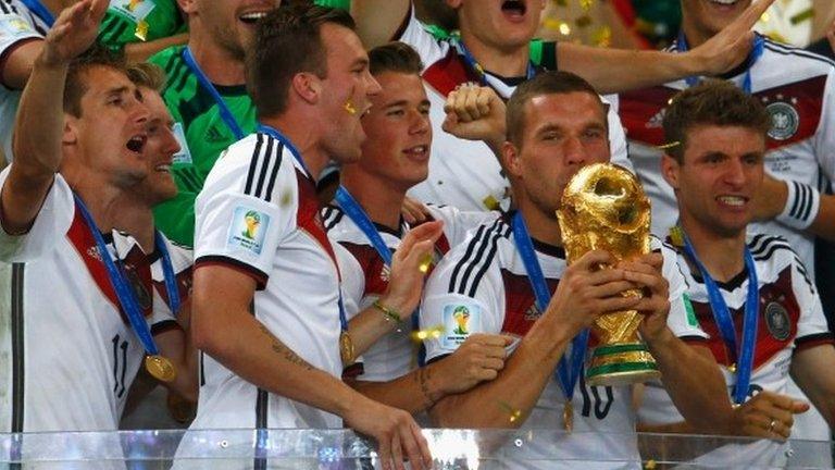 Germany celebrate winning the World Cup