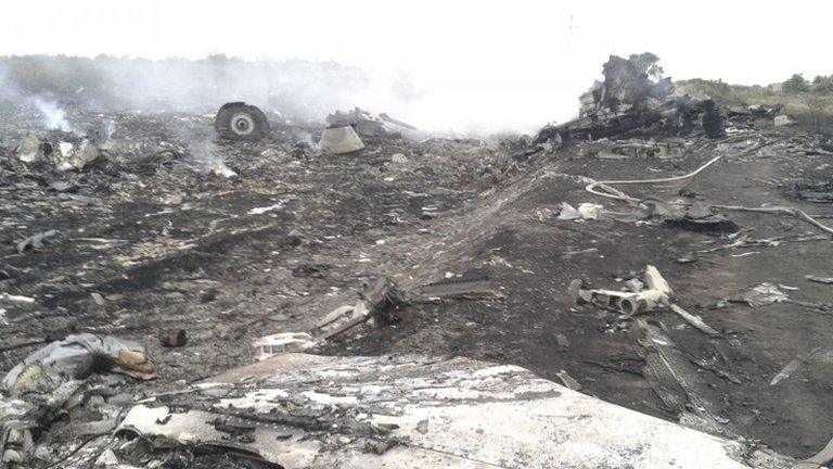 The crash site in Ukraine, 17 July