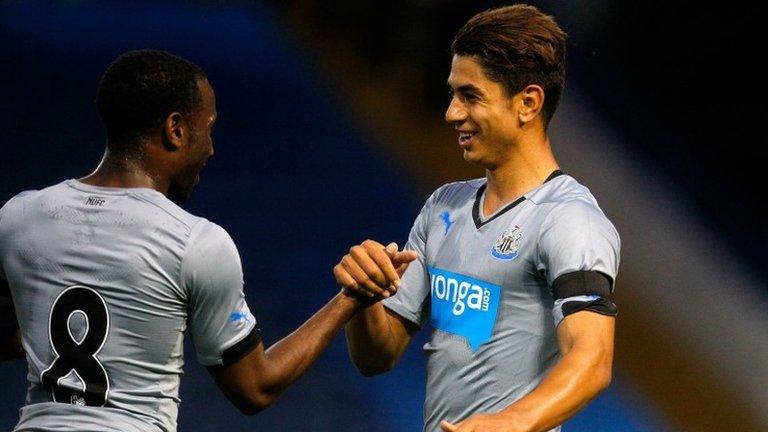 Ayoze Perez celebrates for Newcastle