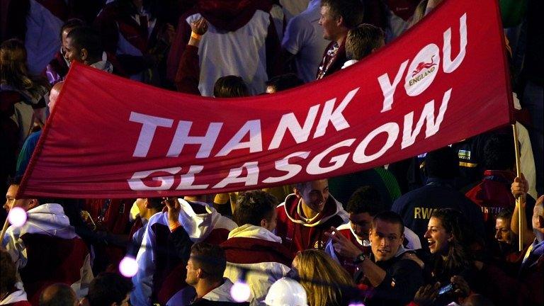 A banner at the closing ceremony