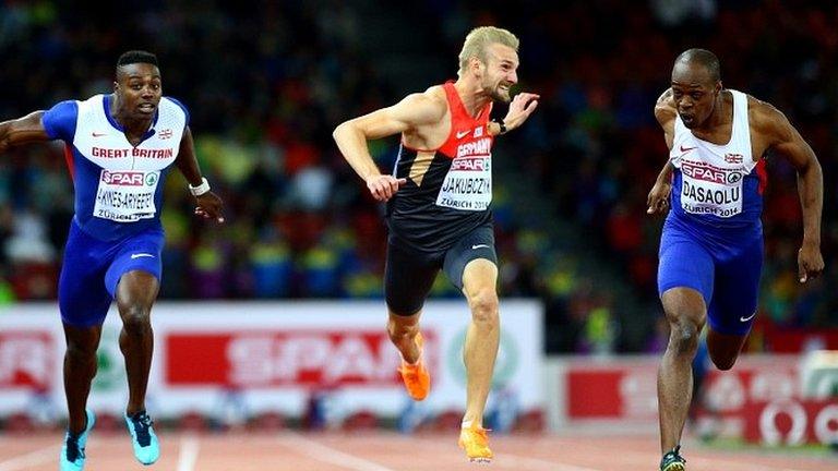 James Dasaolu (right) wins gold and Harry Aikines-Aryeetey bronze