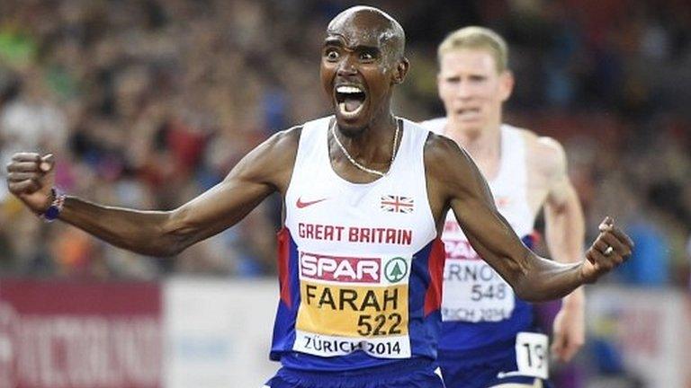 Mo Farah wins from Andy Vernon