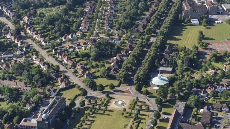 Letchworth garden City as seen from overhead