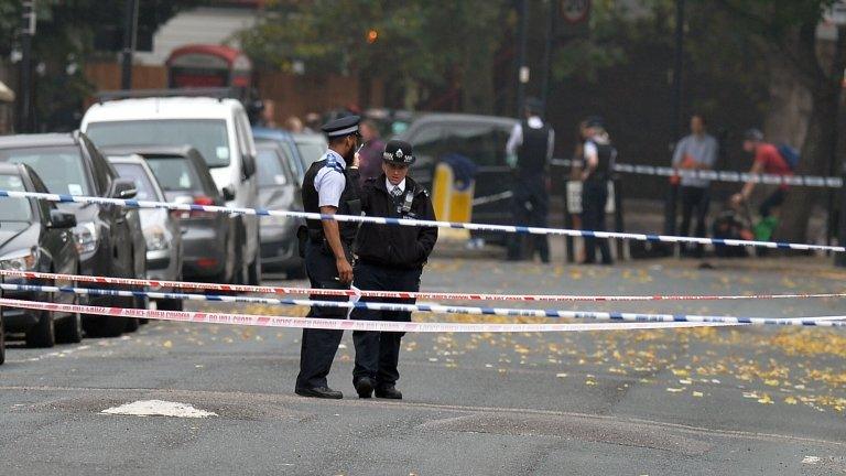 Police at the scene in Shepperton Road