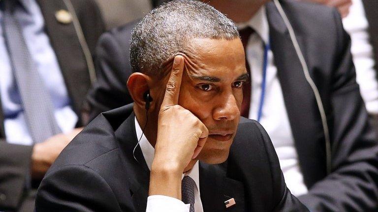 United States President Barack Obama attends a meeting of the United Nations Security Council at the UN headquarters, 24 September 2014