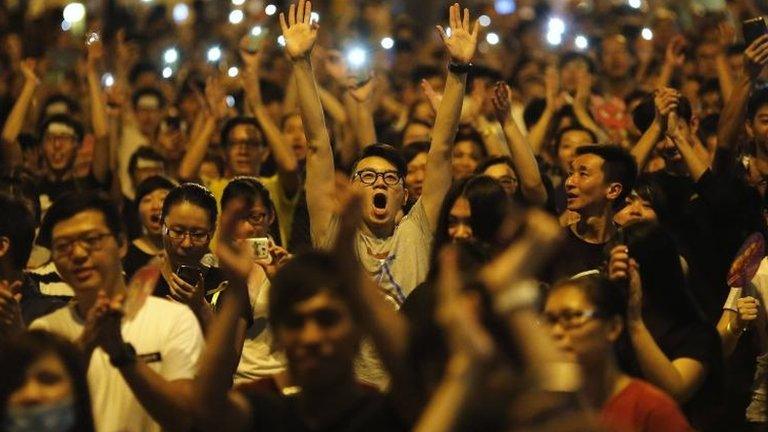 Protesters in Hong Kong, 1 Oct