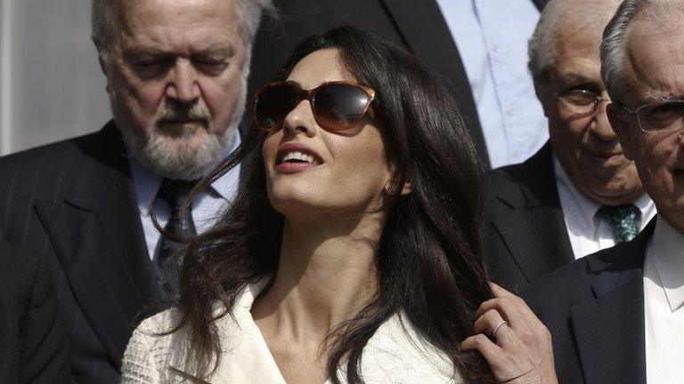 Amal Clooney arrives at the Acropolis Museum in Athens, 15 October