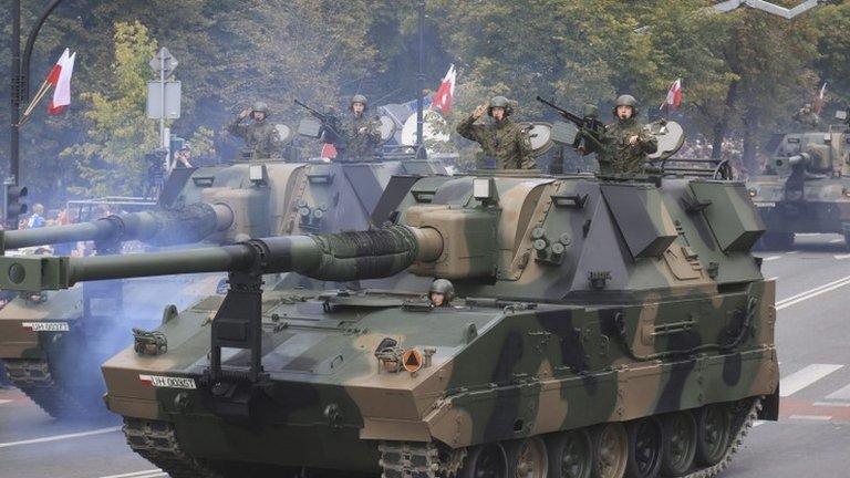 Polish armour on parade in Warsaw, 15 August