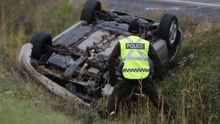 The scene of the car crash in St-Jean-sur-Richelieu, Quebec