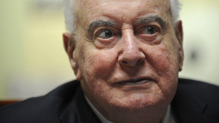 File picture shows former Australian PM Gough Whitlam listening to a speech at the launch of his biography in Sydney on 6 November 2008