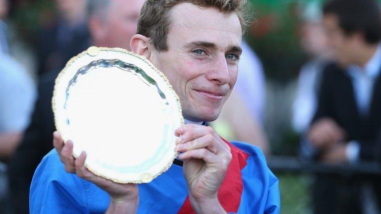 Adelaide jockey Ryan Moore with the Cox Plate